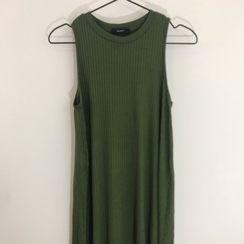 Olive green ribbed shift dress by Forever21